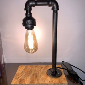 Iluminacion Lampara Foco Led Base Madera Industrial Vintage 8524