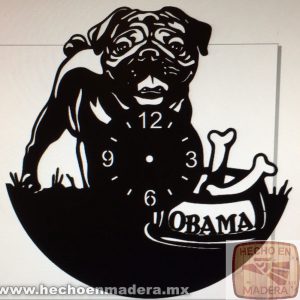 Reloj Animales Perro Shar pei con plato y dos huesos 0336