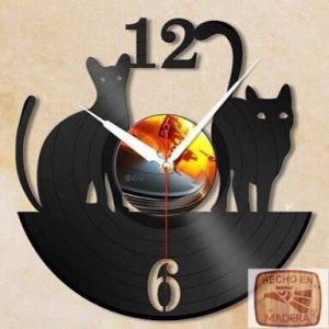 Reloj Animales Dos Gatos y los numeros 12 y 6 0421