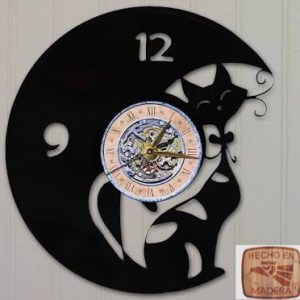 Reloj Animales Gato con rayas y los numeros 9 Y 12 0422