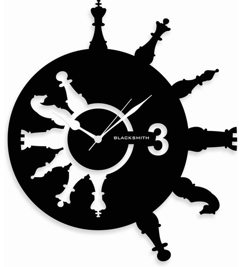 Reloj Ajedrez Piezas Blancas y Negras 1755
